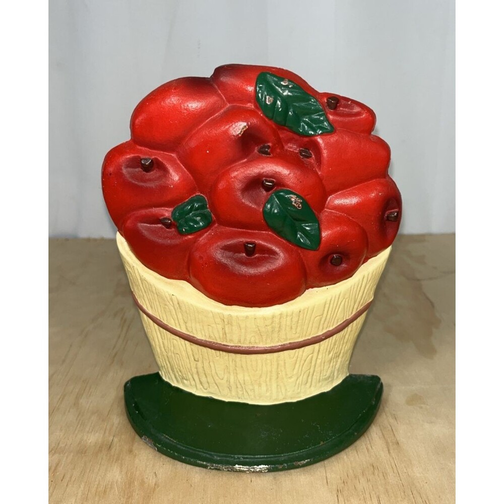 Vintage Hubley Style Doorstop Apples in Basket